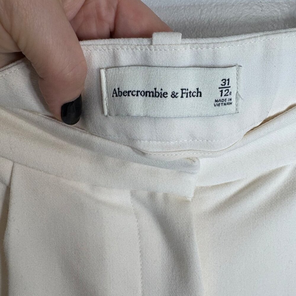 Abercrombie & Fitch A&F Sloane Low Rise Tailored Wide Leg Pant Cream-sz 31 - Picture 5 of 12